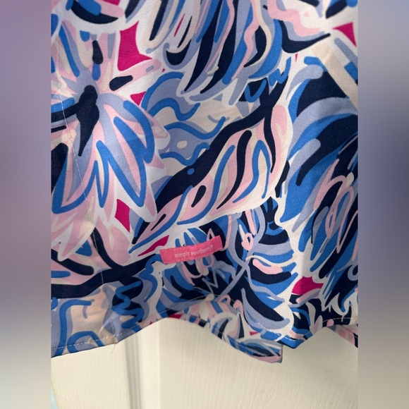 Simply Southern Palm Leaves Print Drape Blouse Blue - Picture 5 of 9